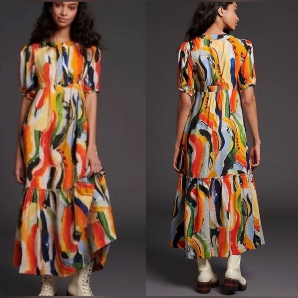 Maeve Anthropologie Susannah Graphic Abstract Maxi Dress